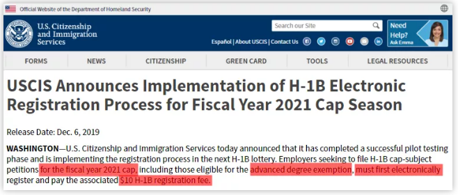 H1B簽證電子申請新政策解讀1